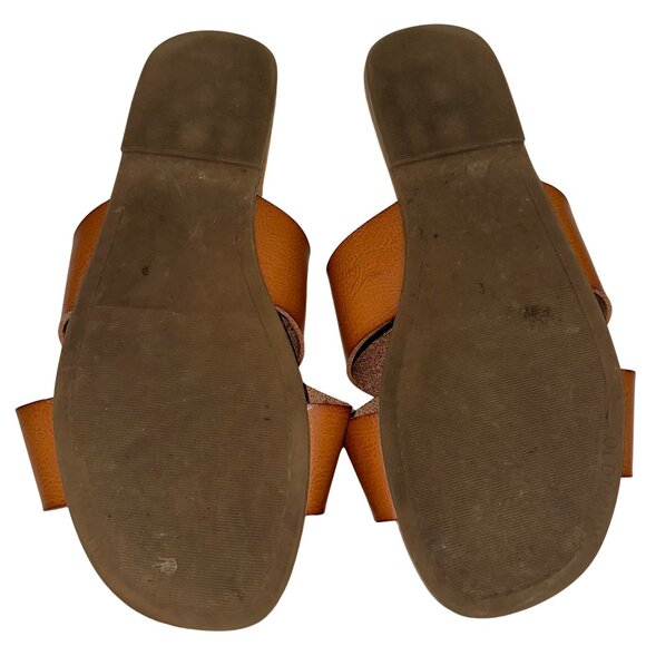 Old Navy Criss-Cross Faux-Leather Sandals Cognac Brown Size 7 1/2 - Picture 3 of 3